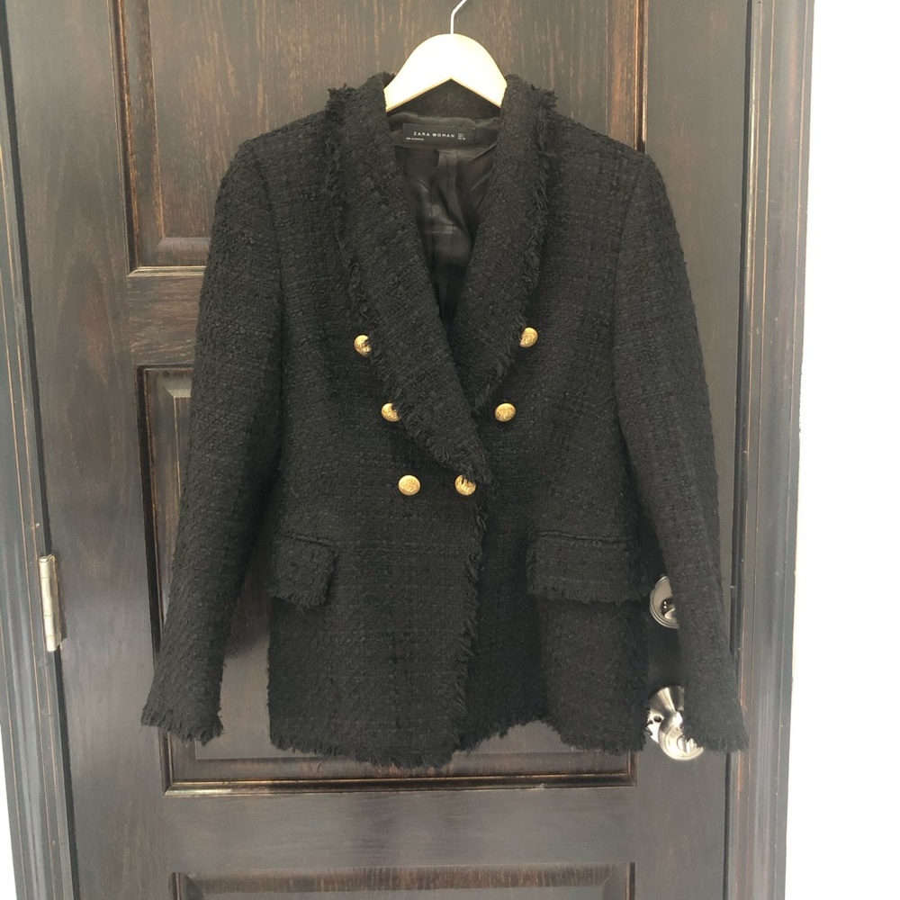Tweed blazer with gold buttons - Size L/8